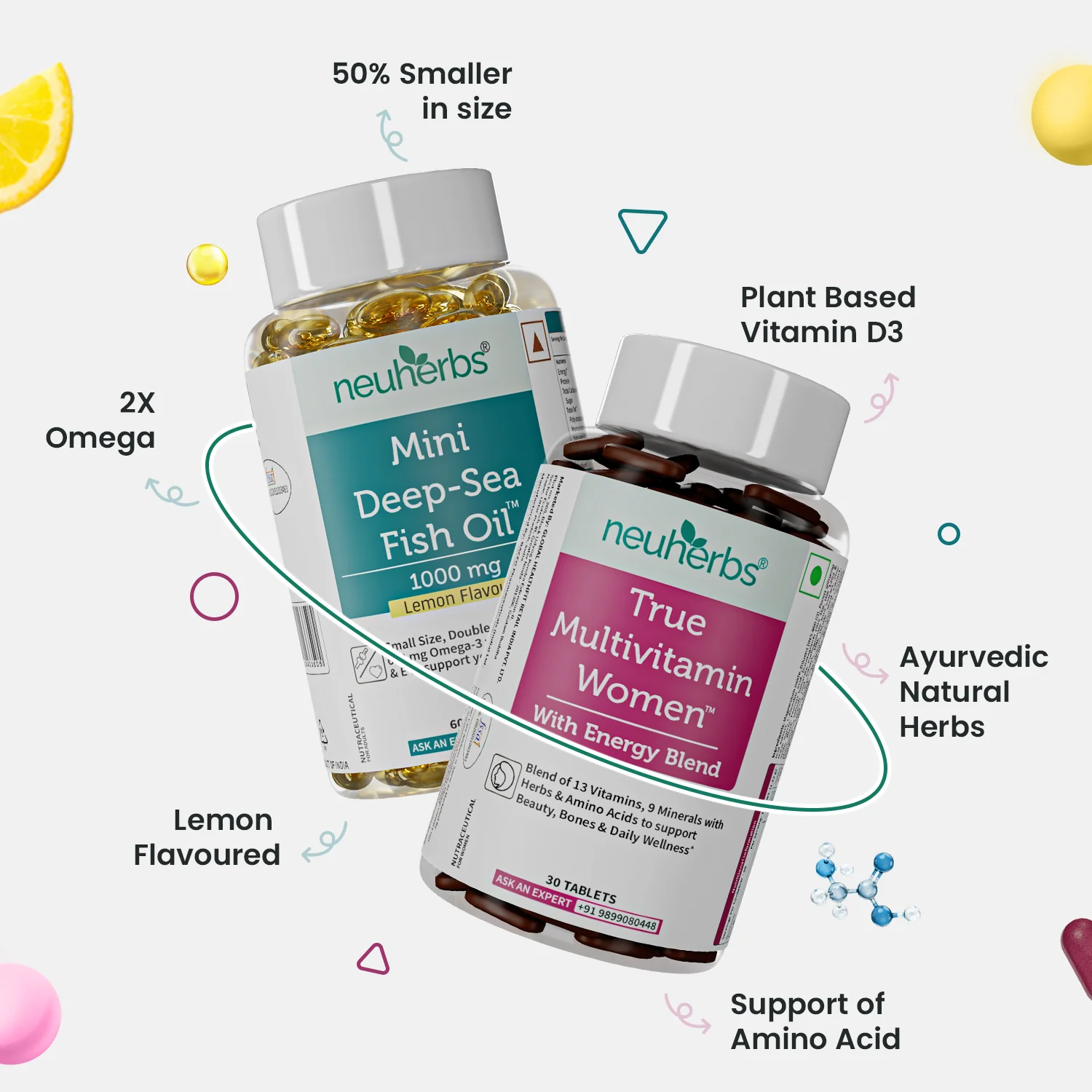 Couple’s Wellness Pack– Mini Fish Oil Omega-3 & Multivitamin Women Combo - Image 4