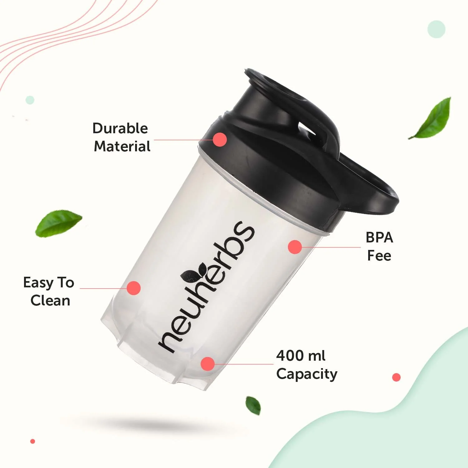 Gym Shaker Bottle For Protein Shakes With Whisk Ball - Image 3