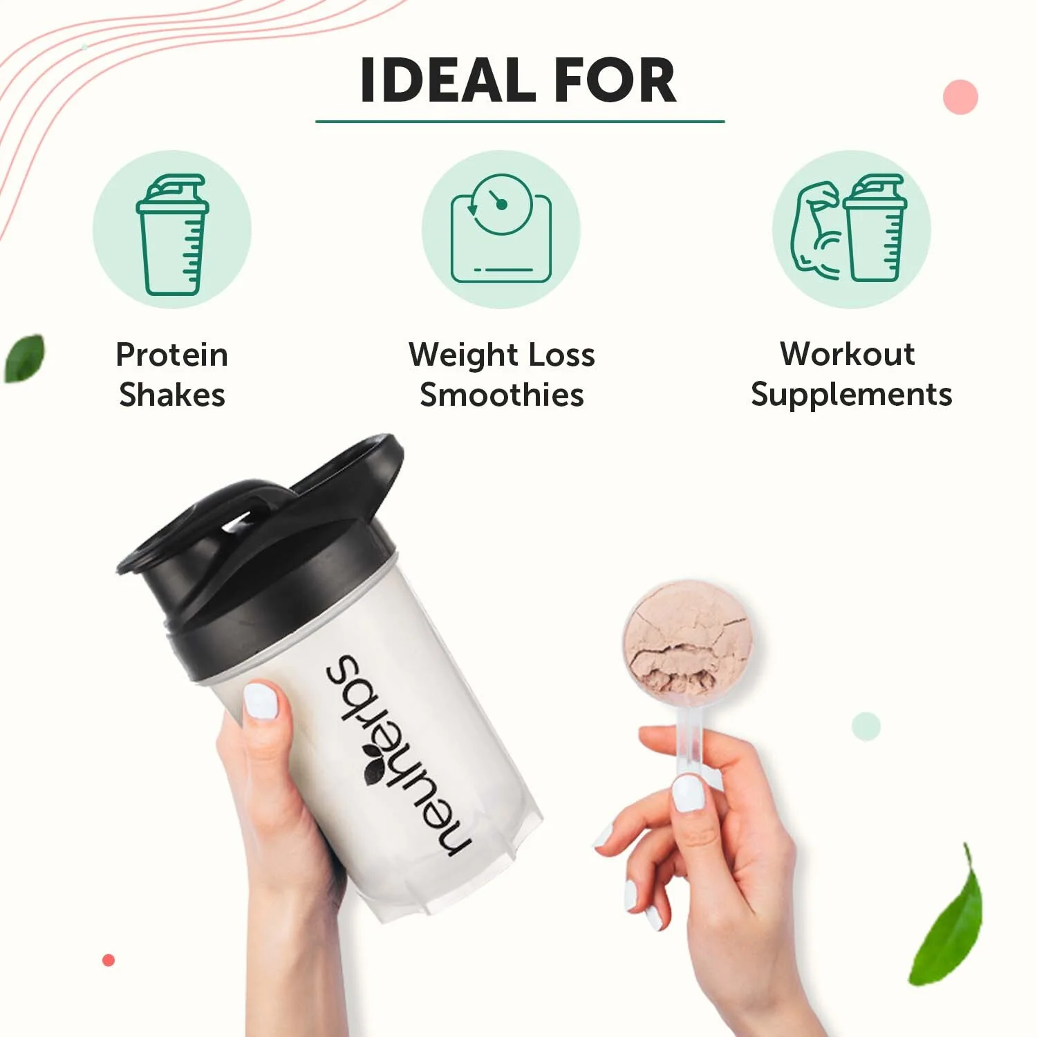 Gym Shaker Bottle For Protein Shakes With Whisk Ball - Image 5