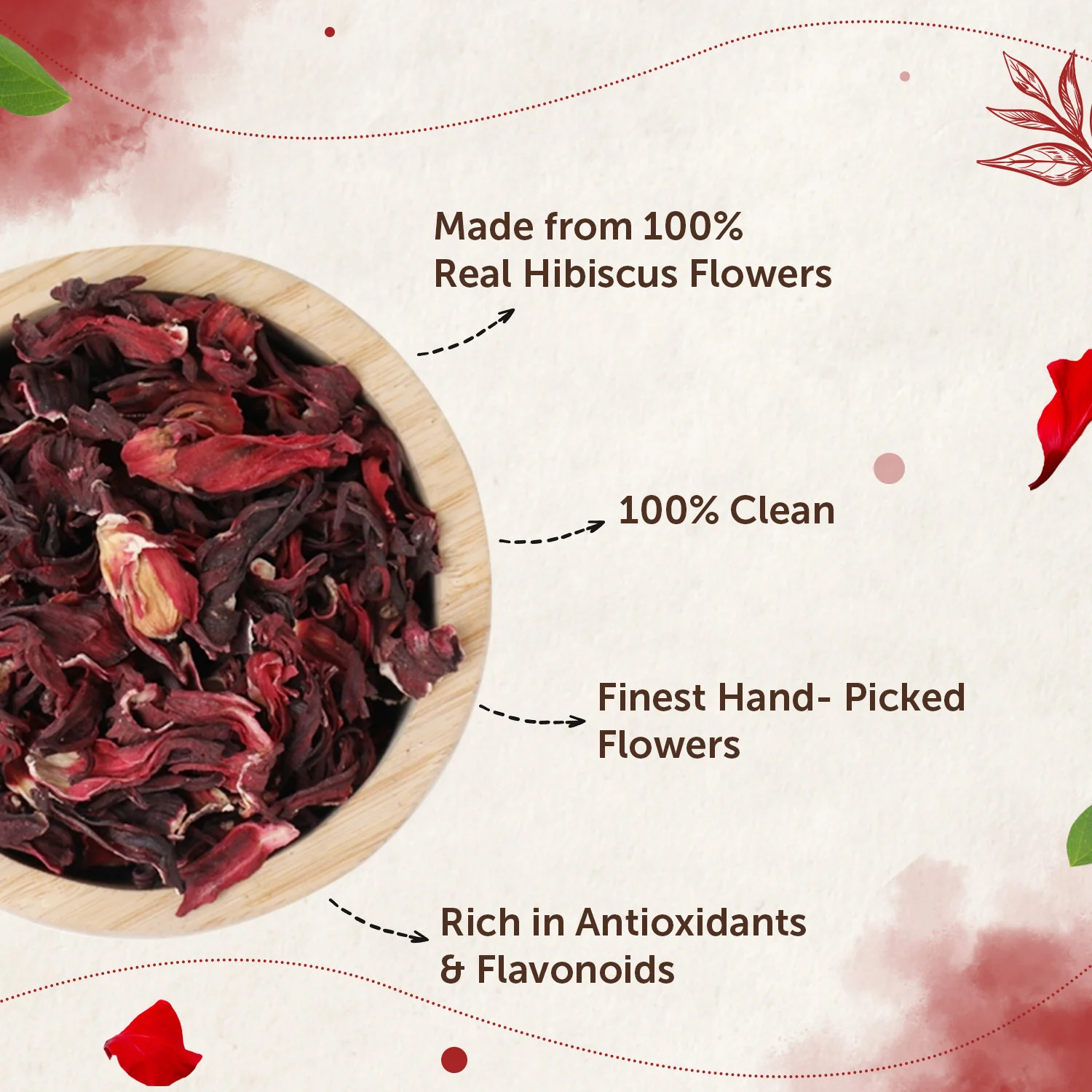Hibiscus Flower Tea for Hair, Skin & Manage Weight - 50gm - Image 4