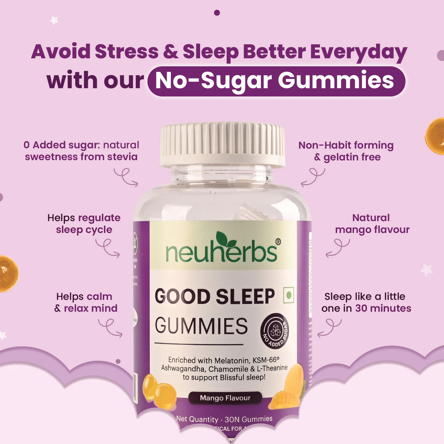Melatonin Sleep Gummies (Mango Flavour) For Blissful Sleep - Image 2
