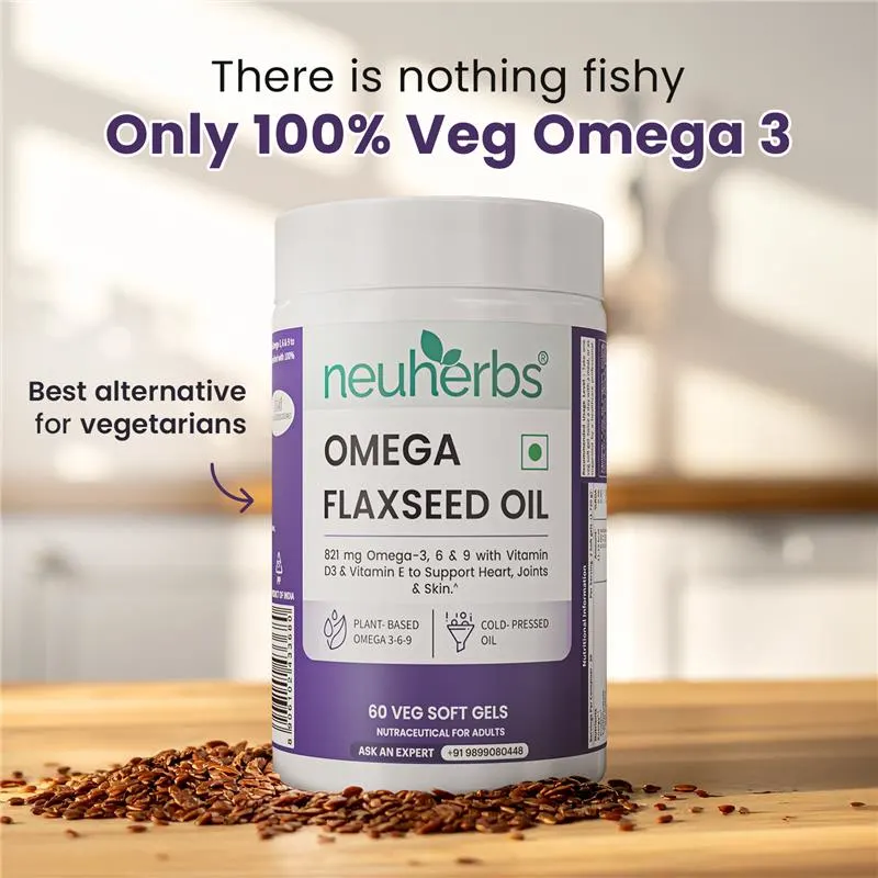 Flaxseed Oil Capsules 1000mg With 821mg Omega 3-6-9, Additional Vitamin D3 & E To Support Heart, Joint & Skin For Women & Men - Image 2