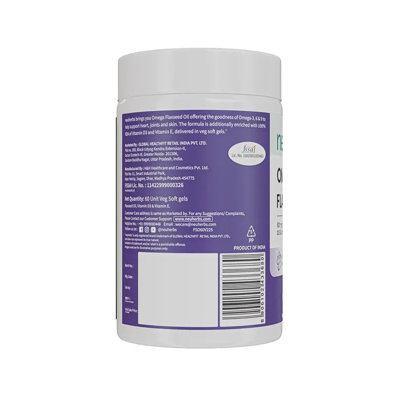Flaxseed Oil Capsules 1000mg With 821mg Omega 3-6-9, Additional Vitamin D3 & E To Support Heart, Joint & Skin For Women & Men - Image 8