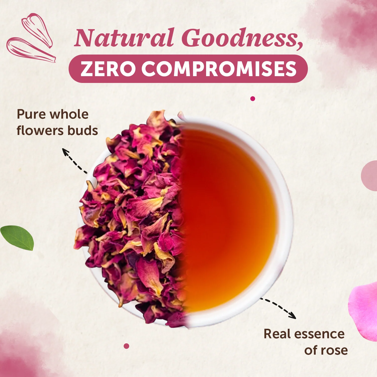 Rose Flower Tea For Glowing Skin, Improves Skin Tone- 50 gm - Image 2
